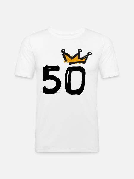 50e anniversaire Krone - T-shirt près du corps Homme - blanc