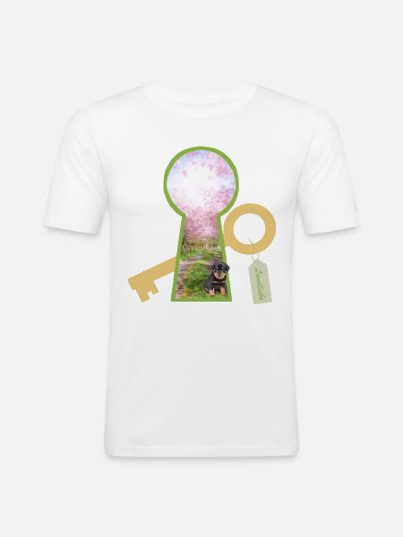 landliebe mit hund - Männer Slim Fit T-Shirt - Weiß