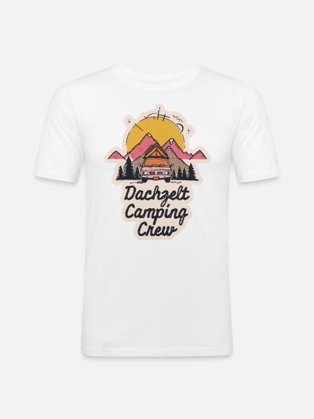 Dachzelt Camping Crew - Männer Slim Fit T-Shirt - Weiß