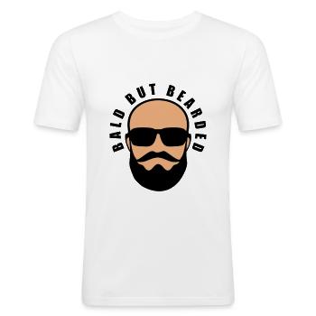 Glatzkopf aber mit Bart - Männer Slim Fit T-Shirt - Weiß - Vorne - Nik (191cm)