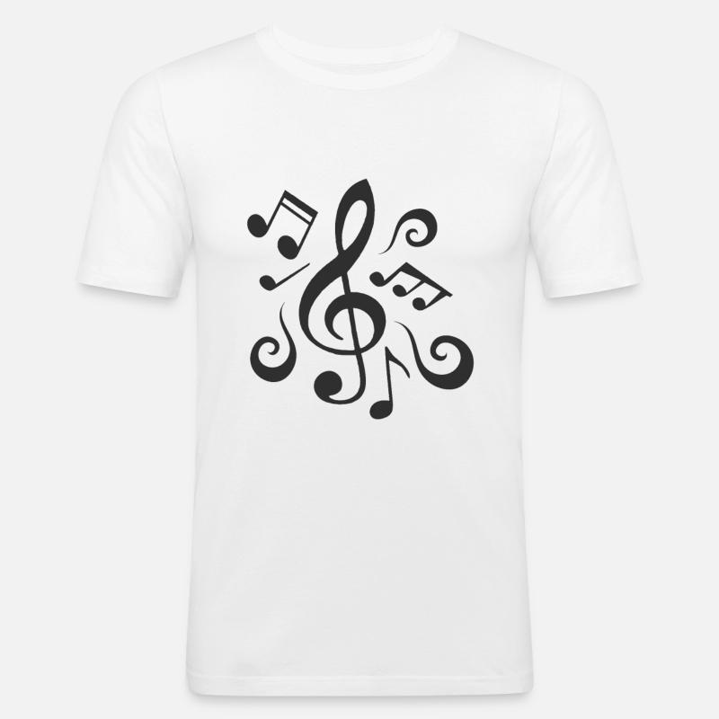 Noten - Männer Slim Fit T-Shirt - Weiß