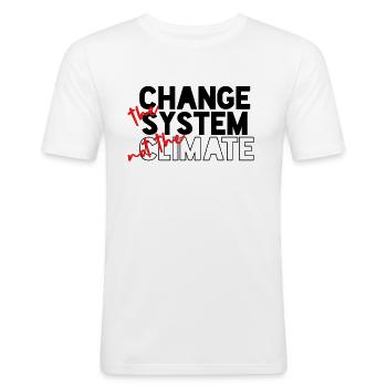 Ändere das System, nicht das Klima - Männer Slim Fit T-Shirt - Weiß - Vorne - Nik (191cm)