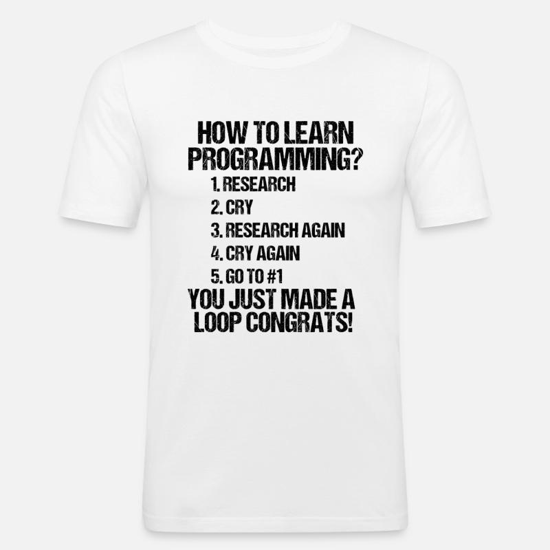 Wie wird man Programmierer? - Männer Slim Fit T-Shirt - Weiß