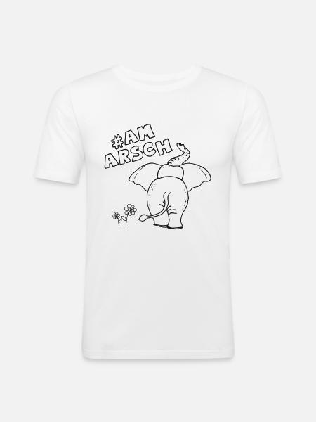 #Am Arsch - Männer Slim Fit T-Shirt - Weiß