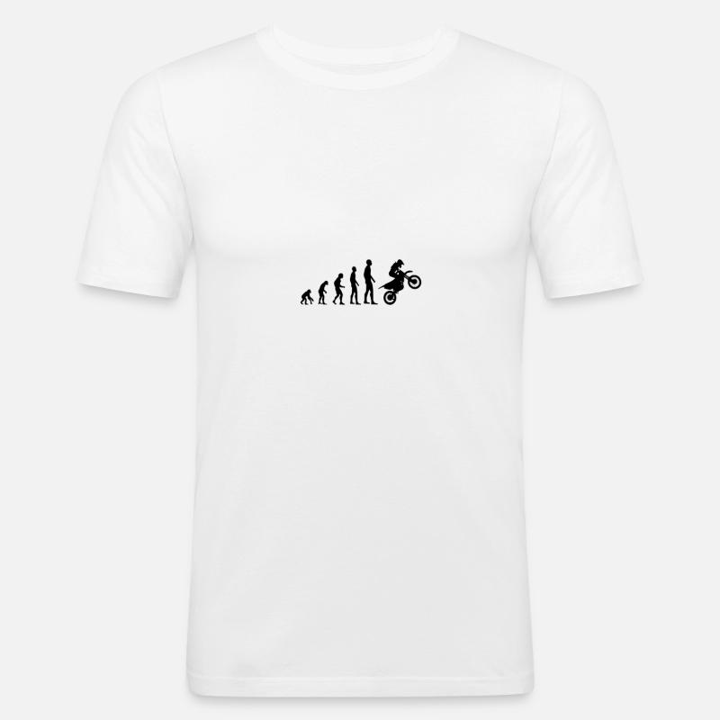 Evolution Affe Mensch Motorrad - Männer Slim Fit T-Shirt - Weiß