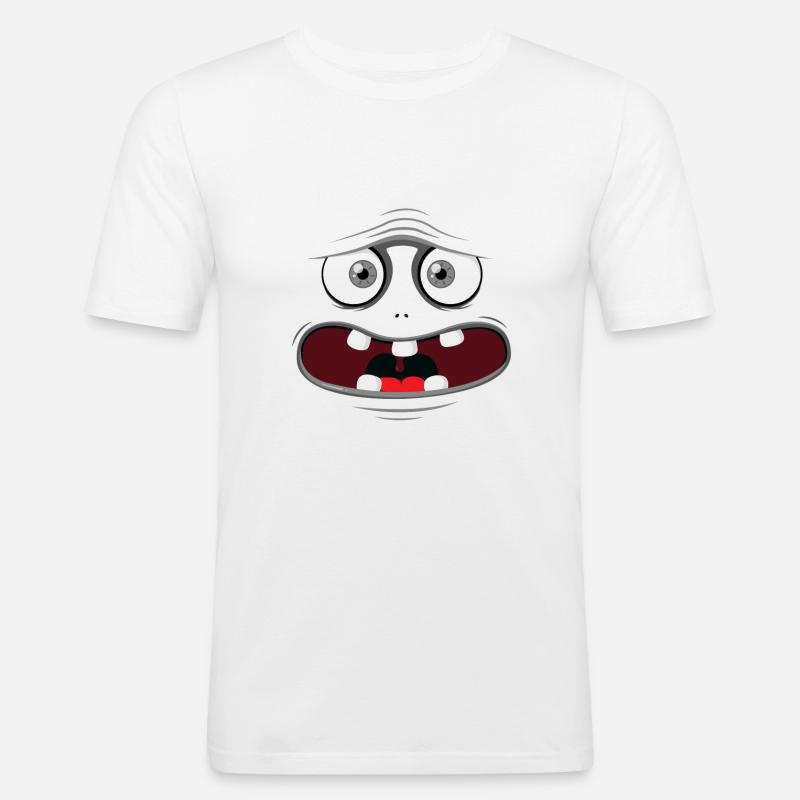 Monster-Gesicht - Grau - Männer Slim Fit T-Shirt - Weiß