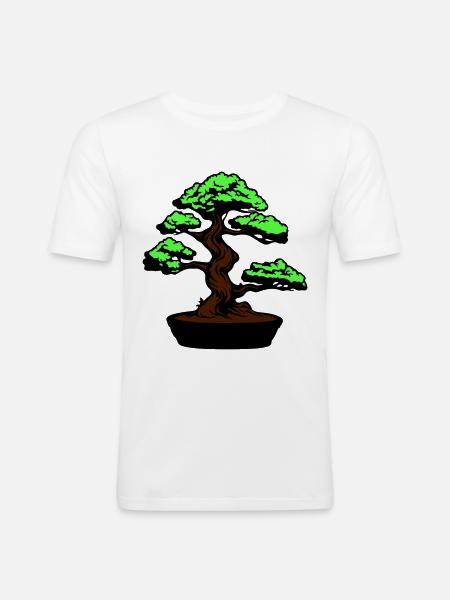 Tree Bonsai Symbol - Men's Slim Fit T-Shirt - white