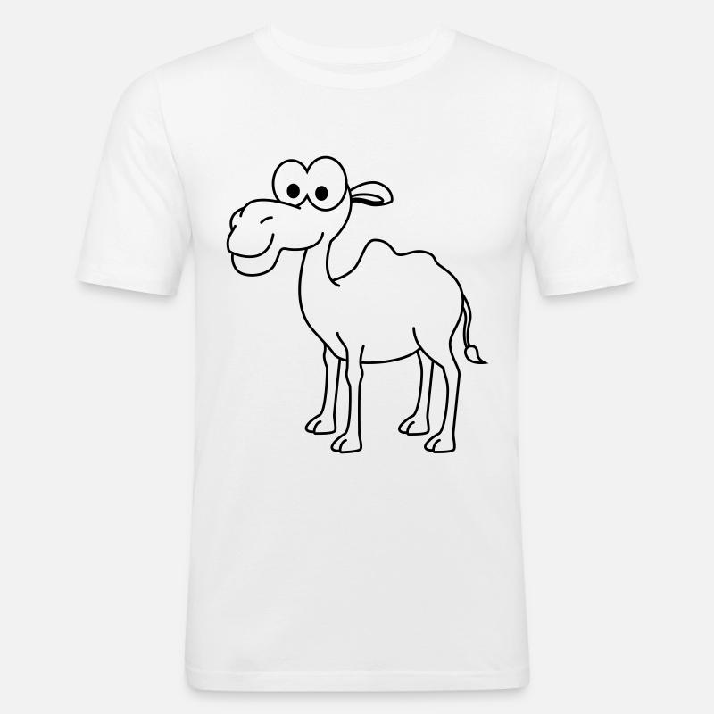Kamel Comic - Männer Slim Fit T-Shirt - Weiß
