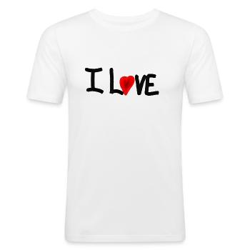 i love - T-shirt près du corps Homme - blanc - Devant - Nik (191cm)