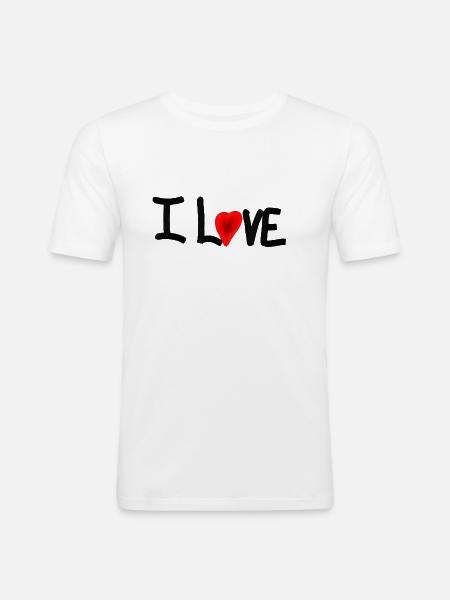 i love - T-shirt près du corps Homme - blanc