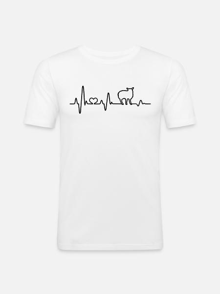 Schaf Schafbock Schäfer Geschenkidee Herzschlag - Männer Slim Fit T-Shirt - Weiß
