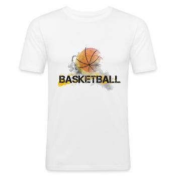 basketball-basket-effect - Männer Slim Fit T-Shirt - Weiß - Vorne - Nik (191cm)