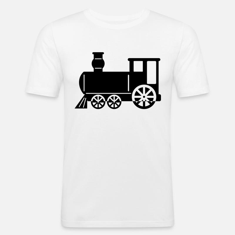 dampflok - Männer Slim Fit T-Shirt - Weiß