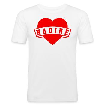 Nadine Herzen - Männer Slim Fit T-Shirt - Weiß - Vorne - Nik (191cm)