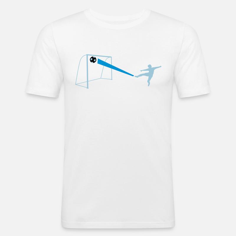 fussballtor - Männer Slim Fit T-Shirt - Weiß