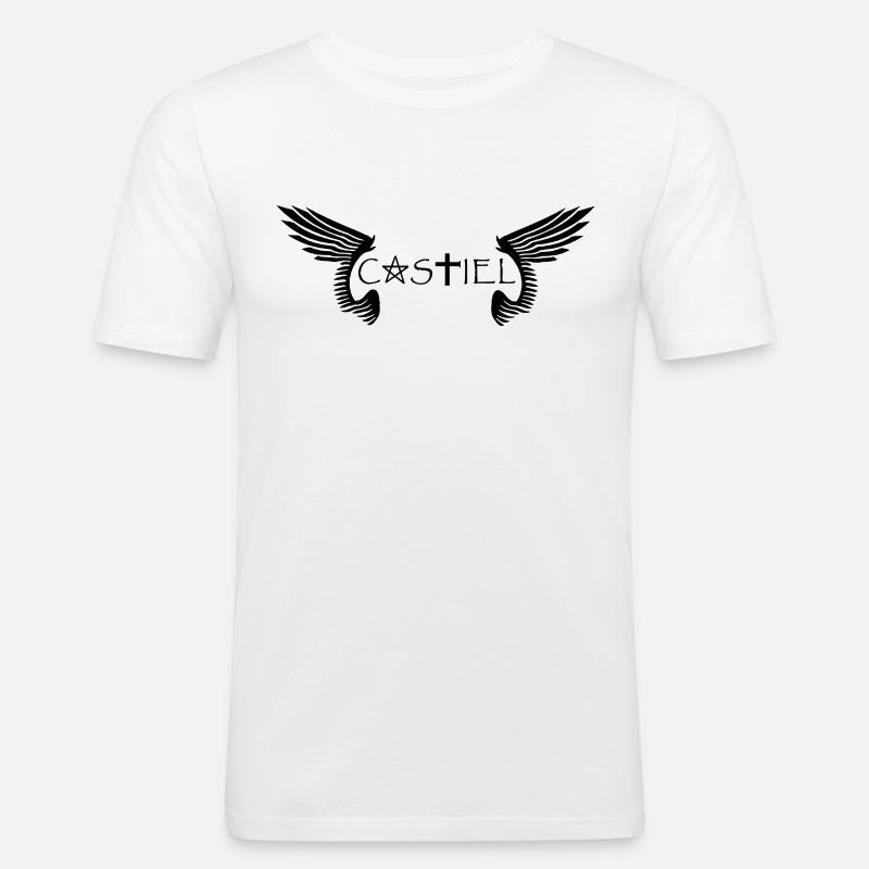 Castiel - Männer Slim Fit T-Shirt - Weiß