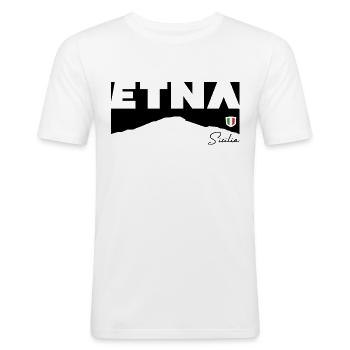 Etna Mongibello Etna Sicily Volcano Fire Mountain - Men's Slim Fit T-Shirt - white - Front - Nik (191cm)
