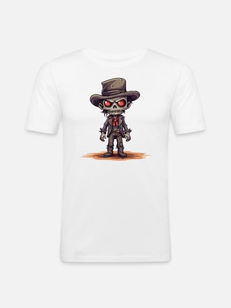Funny Zombie Cowboy - Men's Slim Fit T-Shirt - white