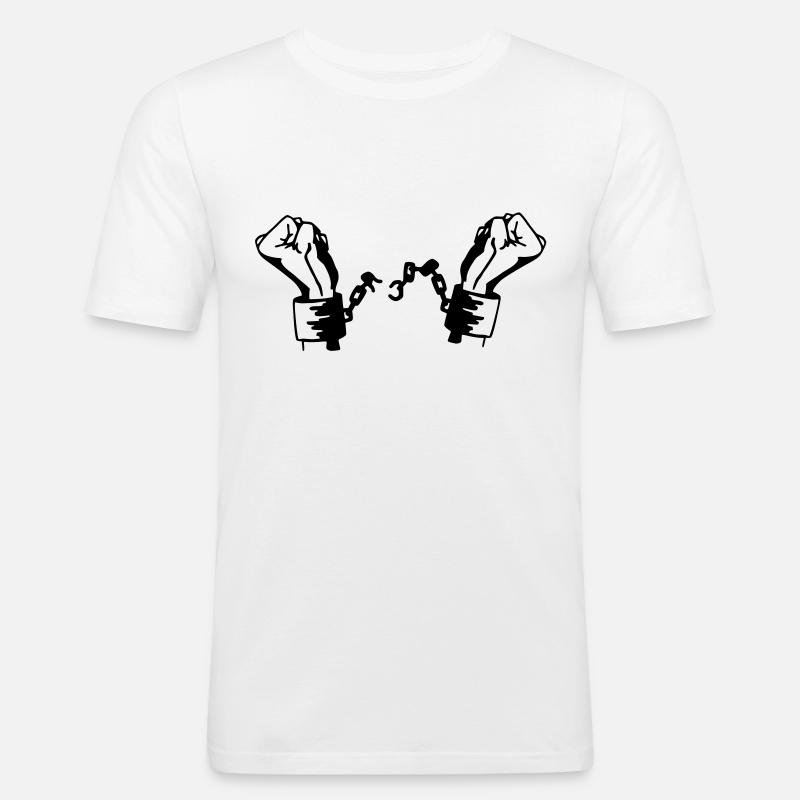 Befreiung Handschellen Vektor - Männer Slim Fit T-Shirt - Weiß
