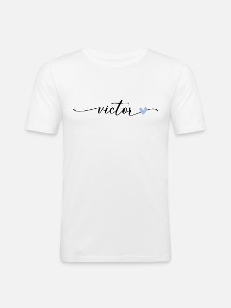 Victor Name Calligraphy Font - Men's Slim Fit T-Shirt - white