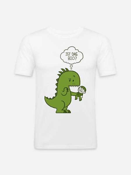 Bio-Dinosaurier - Männer Slim Fit T-Shirt - Weiß