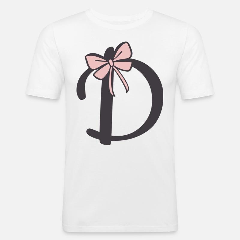 Anfangsbuchstabe D Schleifchen - Männer Slim Fit T-Shirt - Weiß