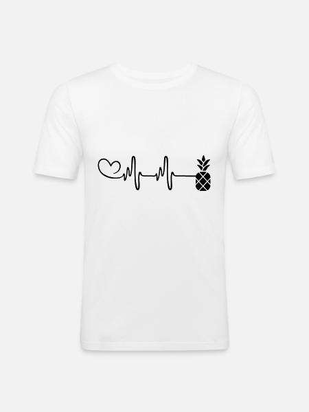 Ananas Puls Herz - Männer Slim Fit T-Shirt - Weiß