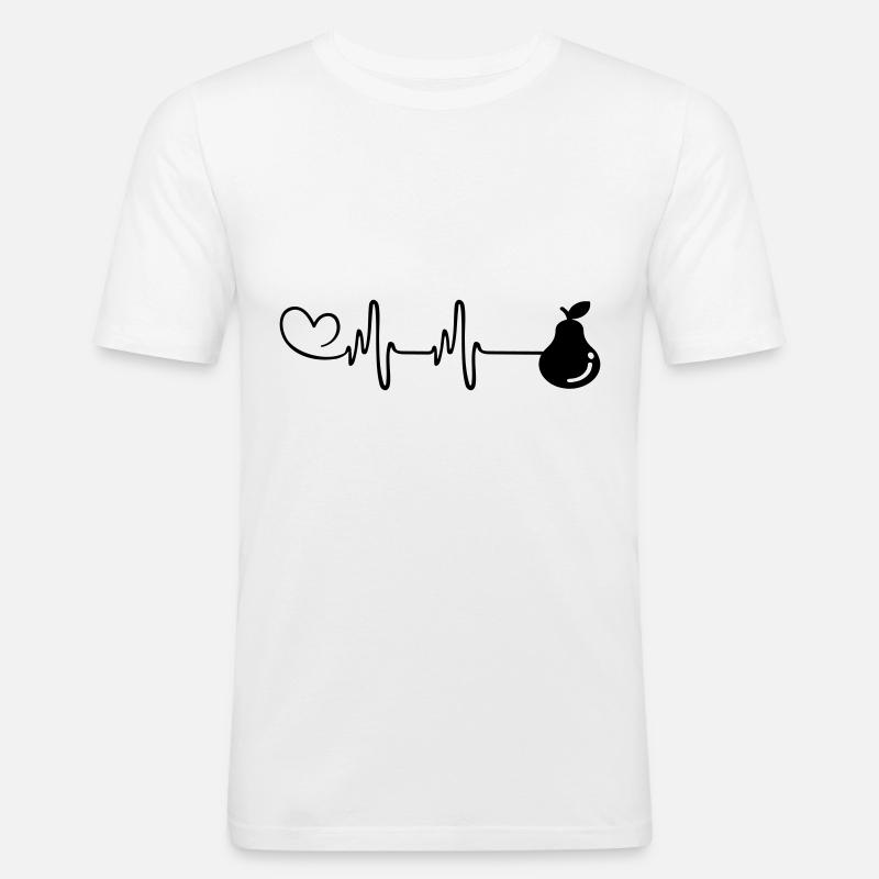 Birne Puls Herz - Männer Slim Fit T-Shirt - Weiß