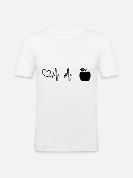 Apple icon pulse heart - Men's Slim Fit T-Shirt - white