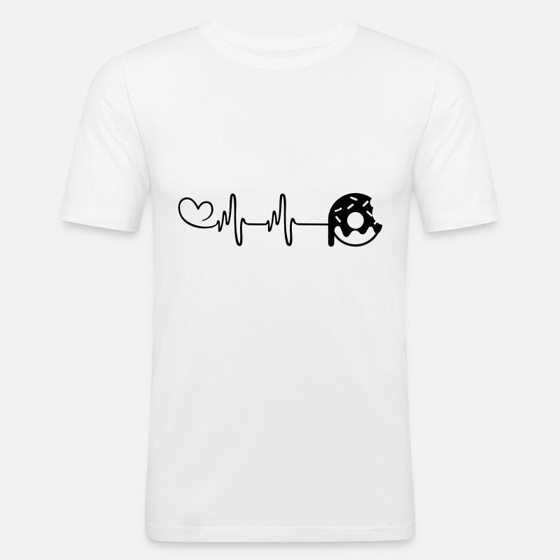 Donut Puls Herz - Männer Slim Fit T-Shirt - Weiß