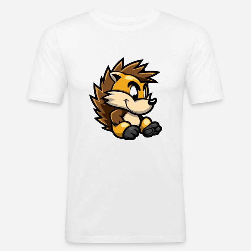Igel Comic - Männer Slim Fit T-Shirt - Weiß