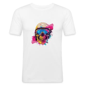 Ski Skelett Skibrille Skull - Männer Slim Fit T-Shirt - Weiß - Vorne - Nik (191cm)