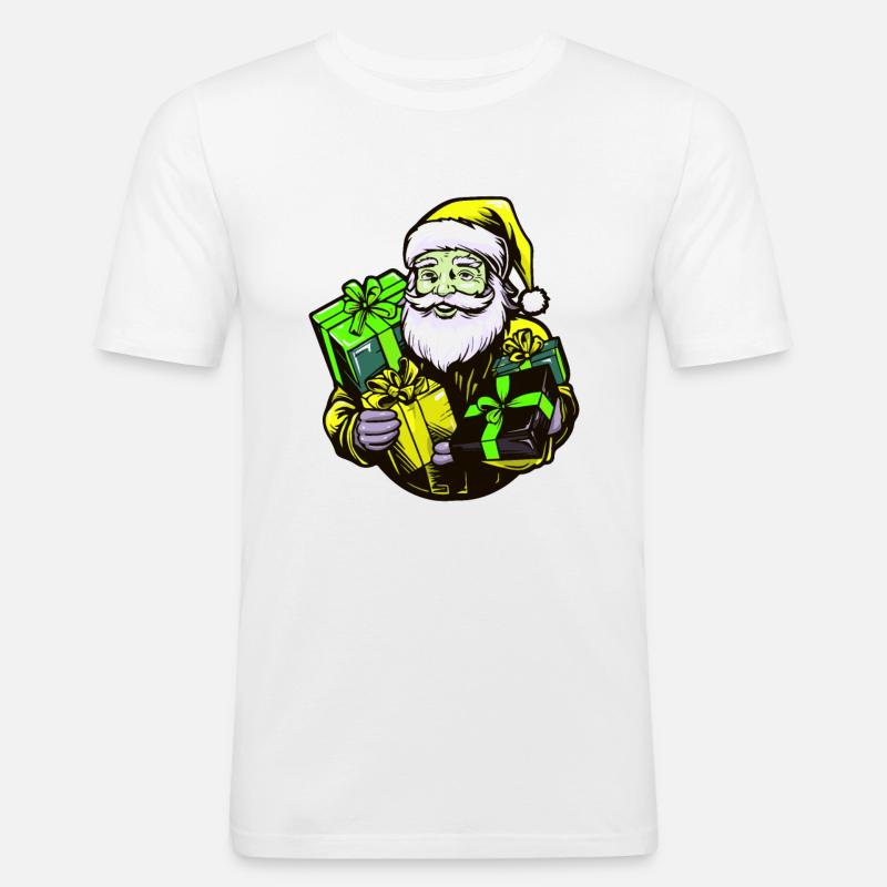 Weihnachtsmann Geschenke - Männer Slim Fit T-Shirt - Weiß