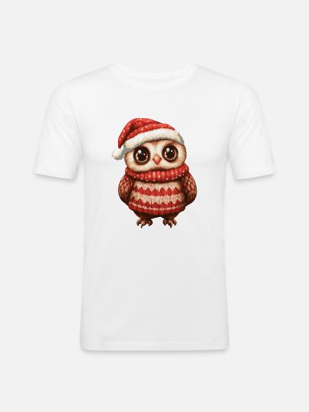 Owl Christmas Comic - Men's Slim Fit T-Shirt - white
