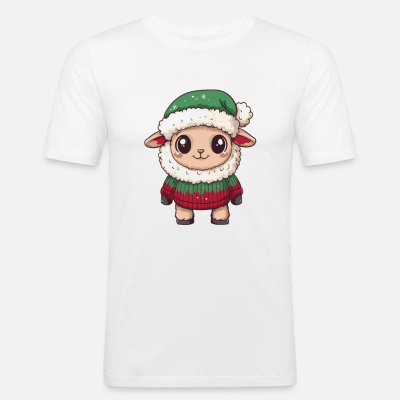 Schaf Weihnachten Comic - Männer Slim Fit T-Shirt - Weiß