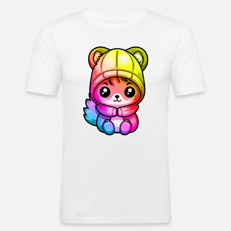 Eichhörnchen Winter Tier Bunt Comic - Männer Slim Fit T-Shirt - Weiß