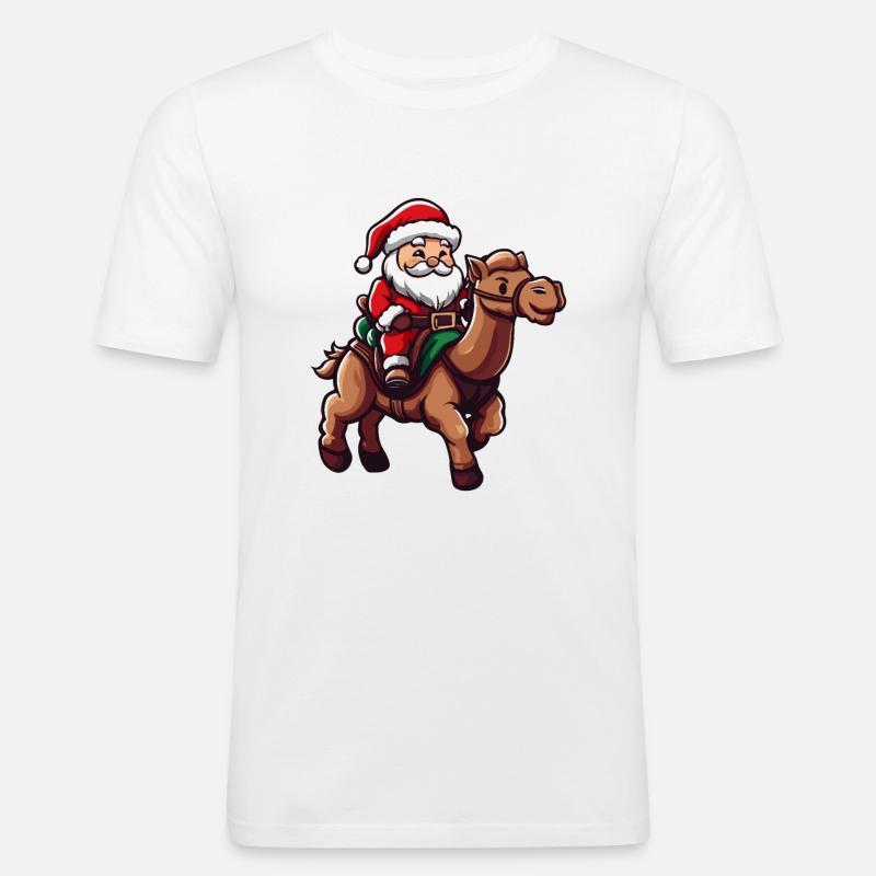 Kamel Weihnachtsmann - Männer Slim Fit T-Shirt - Weiß