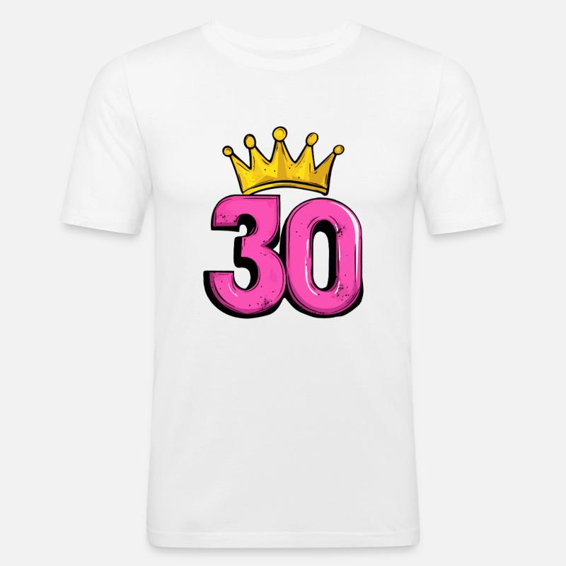 30 Zahl Krone - Männer Slim Fit T-Shirt - Weiß