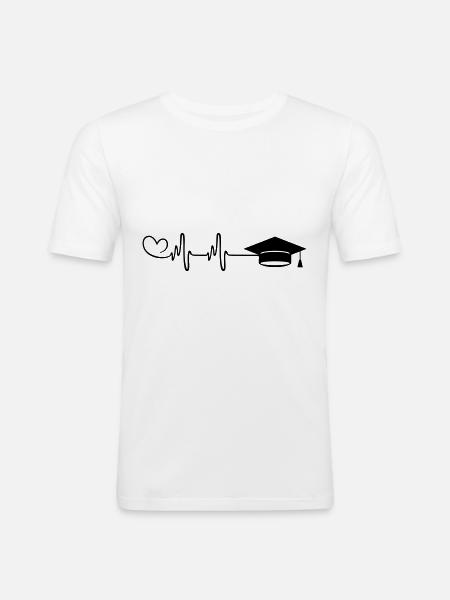 Student Cap Pulse Heart - Men's Slim Fit T-Shirt - white