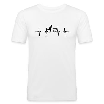 shopper shopperin einkaufen einkäufer, einkäuferin - Männer Slim Fit T-Shirt - Weiß - Vorne - Nik (191cm)