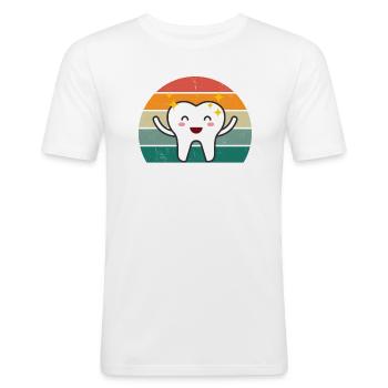 zahnärztin zahn zähne bohrer bohren zahn zahnarzt - Männer Slim Fit T-Shirt - Weiß - Vorne - Nik (191cm)