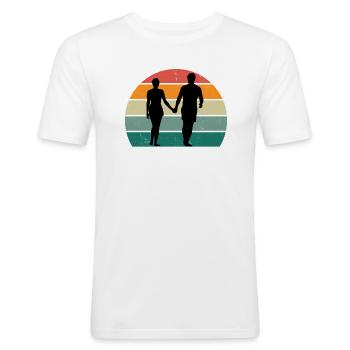 Mariage Mariage Petit ami Petite amie Mariage Amour - T-shirt près du corps Homme - blanc - Devant - Nik (191cm)