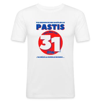 Cadeau Homme anniversaire 31 ans - T-shirt près du corps Homme - blanc - Devant - Nik (191cm)