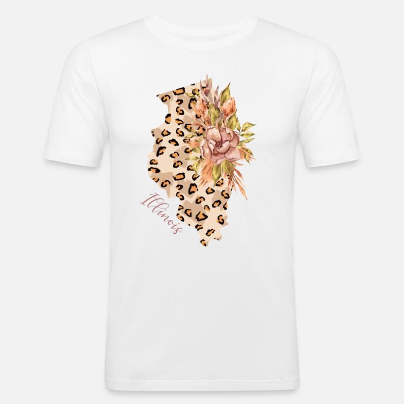 Illinois Leopard-pattern Map Leo State - Men's Slim Fit T-Shirt - white