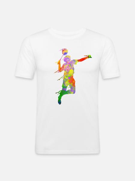 Badminton Scherenschnitt Squash - Männer Slim Fit T-Shirt - Weiß