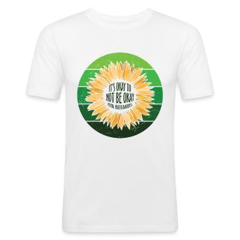 C’est normal de ne pas être bien Tournesol - T-shirt près du corps Homme - blanc - Devant - Nik (191cm)