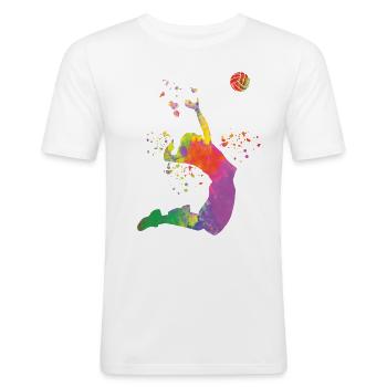 Joueurs de volley-ball enfants beach-volley - T-shirt près du corps Homme - blanc - Devant - Nik (191cm)