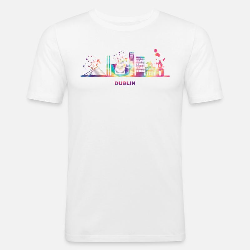 Dublin Skyline Dublin - Männer Slim Fit T-Shirt - Weiß