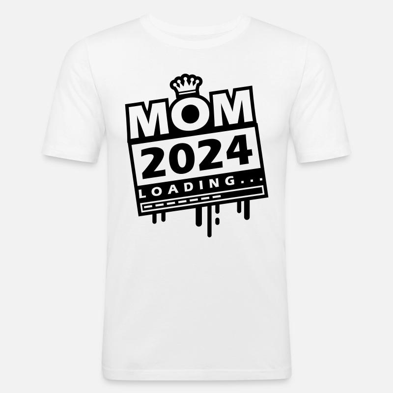 Mama 2024 Loading Mom - Männer Slim Fit T-Shirt - Weiß