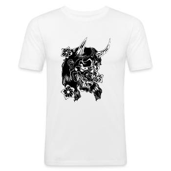 Teufel mit Blumen schwarz - Männer Slim Fit T-Shirt - Weiß - Vorne - Nik (191cm)